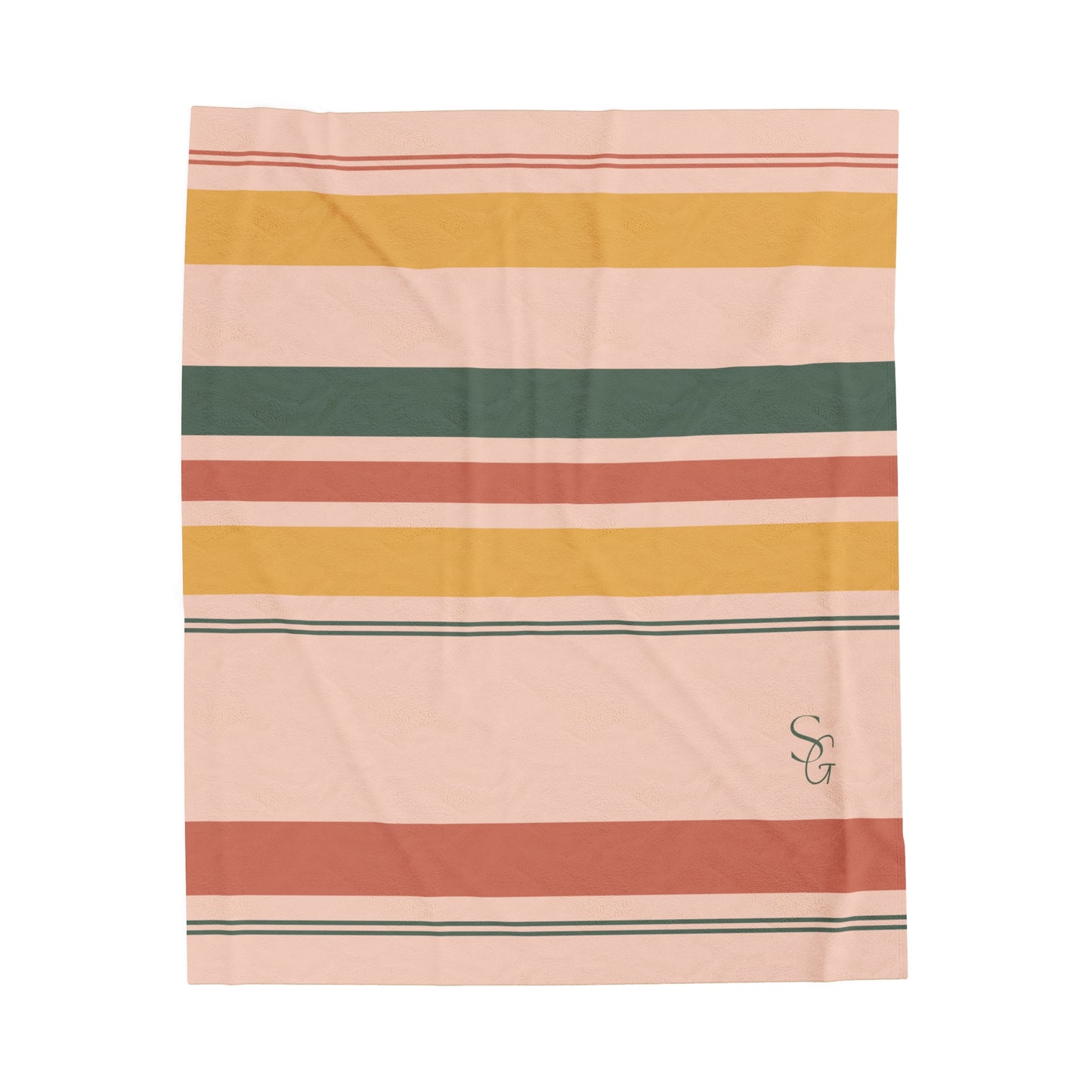 Monogrammed Striped Nautical Boho Soft Velveteen Blanket