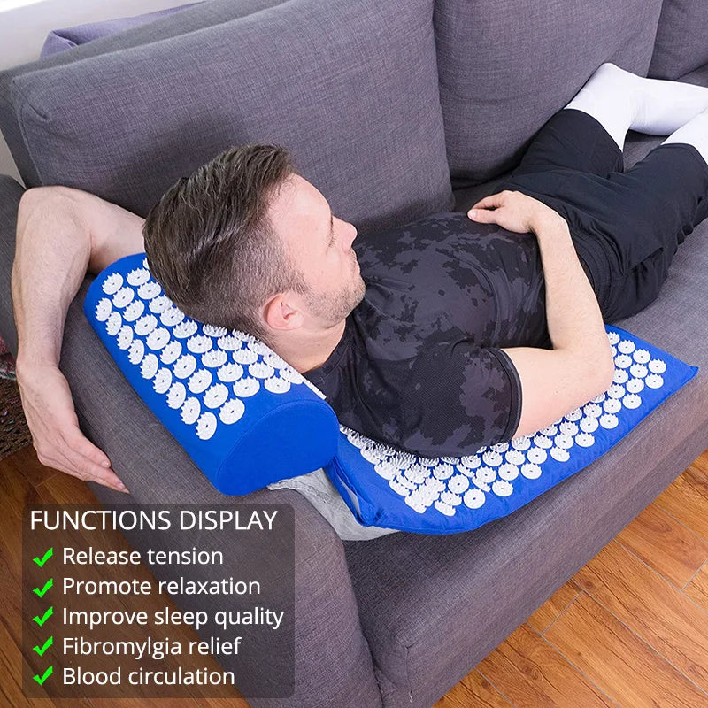 AcuRelax Acupressure Mat and Pillow Set for Back, Neck, Lower Back and Feet