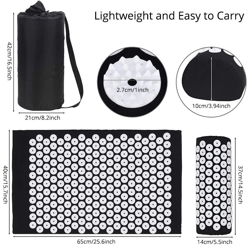 AcuRelax Acupressure Mat and Pillow Set for Back, Neck, Lower Back and Feet