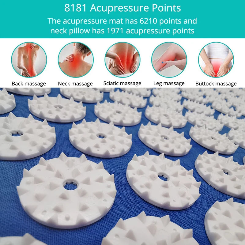 AcuRelax Acupressure Mat and Pillow Set for Back, Neck, Lower Back and Feet