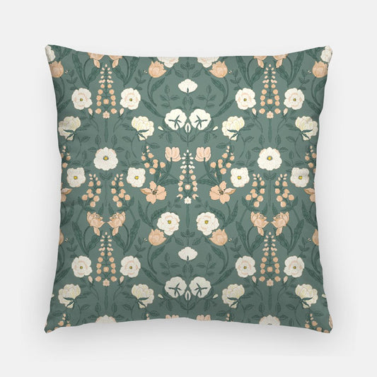 LILIAN: Emerald Floral 20in Artisan Pillow Cover