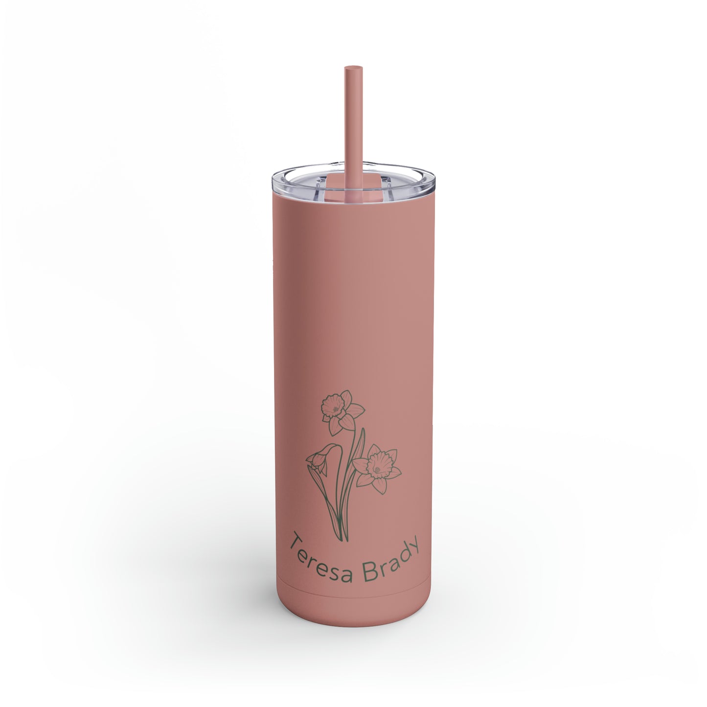 Personalized with Name + Birth Flower, 20oz Skinny Matte Tumbler