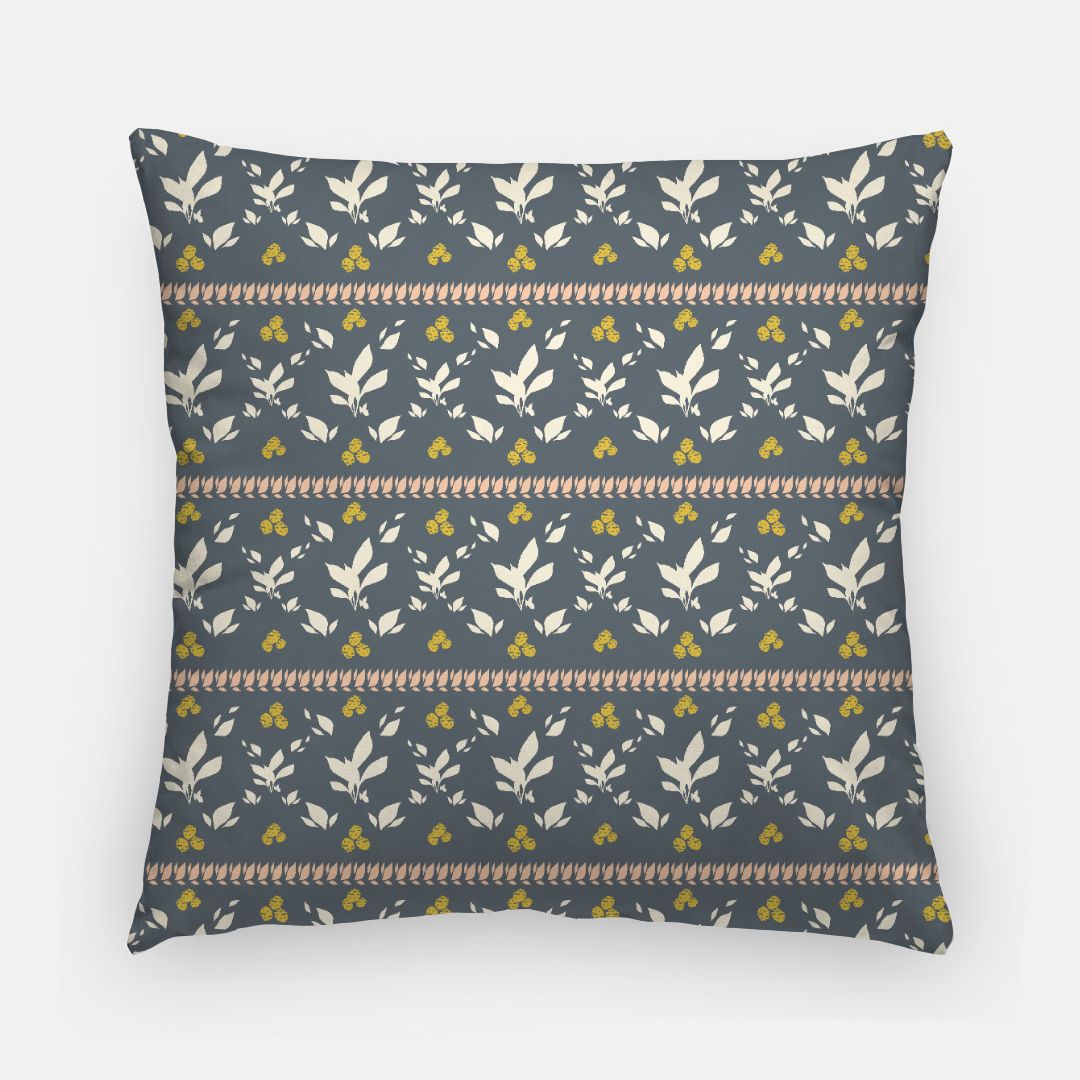 SKYLAR NAVY: Garden-Inspired Artisan 20 in Pillow Cover