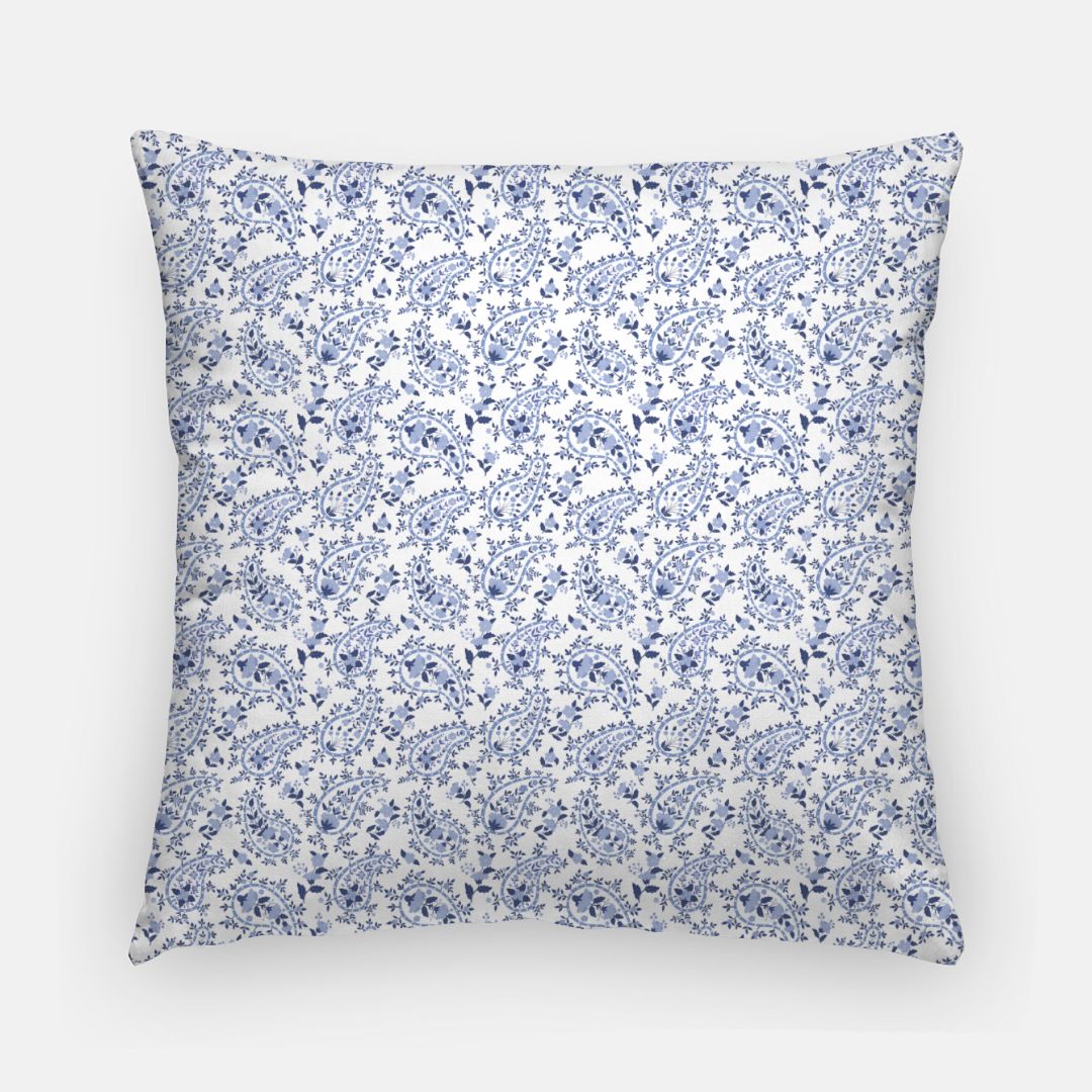 SAIRA: Blue + White Trailing Floral 20 in Pillow Cover