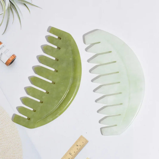 Jade Massage Comb Head Scalp Massager Gua Sha Meridian Comb