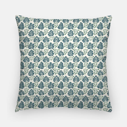 HANNAH BLUE: Navy, Green & Ivory Premium Pillow Cover