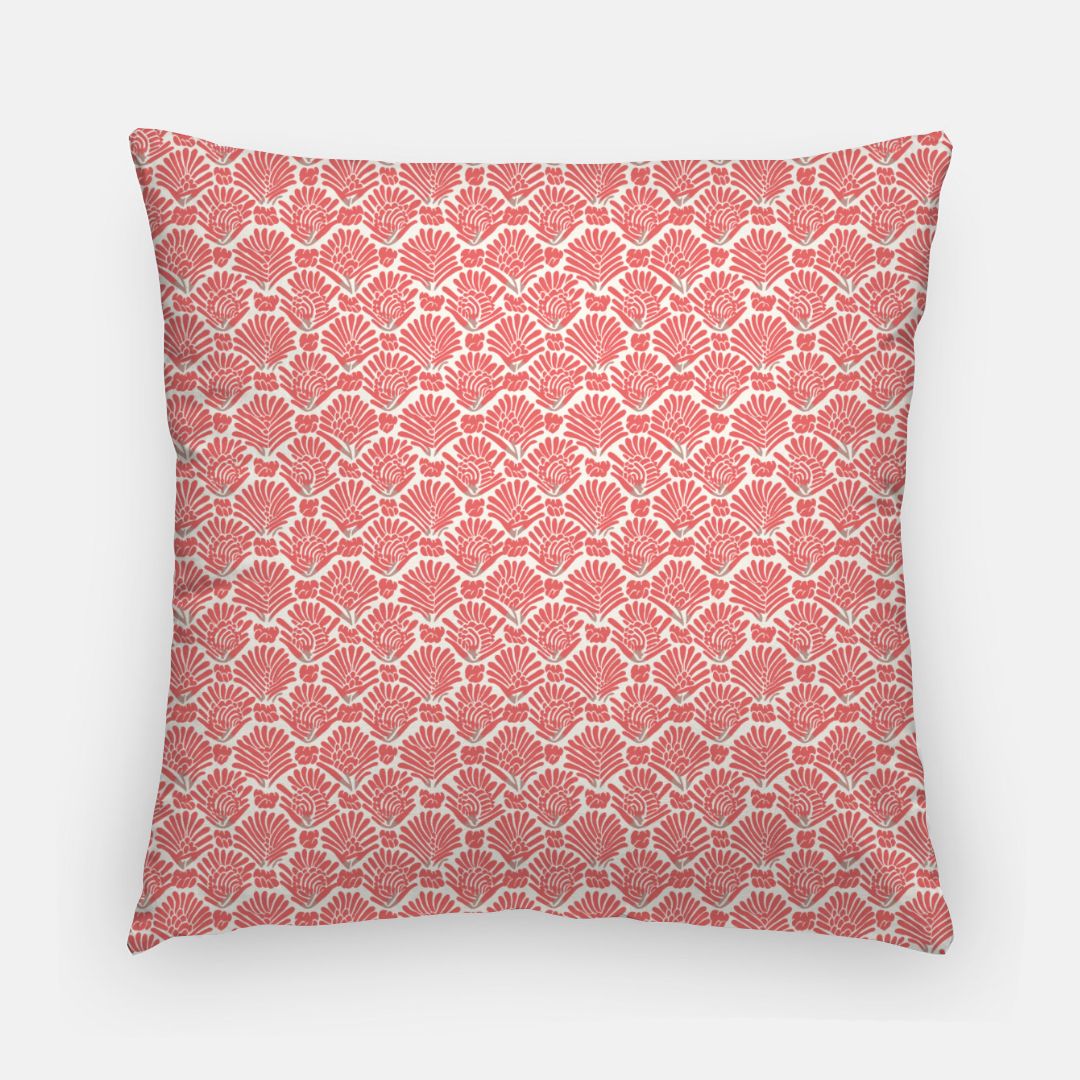 AMELIA: Strawberry Red & Cream Block Print Pillow Cover