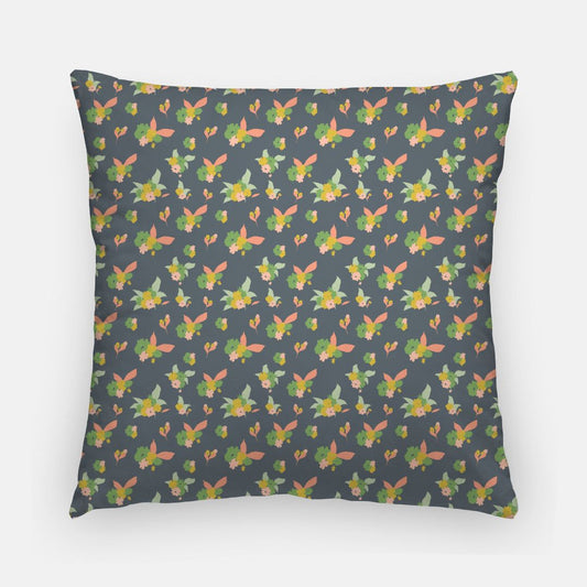 EMILY FLORAL: Navy, Lime + Coral 20in Artisan Pillow Cover