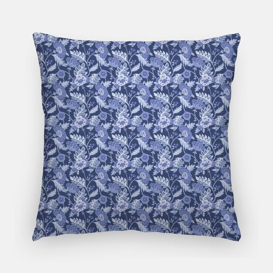 ARIKA: Blue + White Floral 20in Artisan Pillow Cover