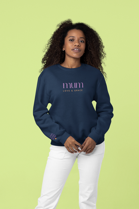 Mum Crewneck Sweatshirt with Children/Grandchildren's Names on right sleeve